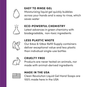 Clean Revolution Savon Liquide Gel Lavant Mains 128 oz Lavande bouteille ouverte