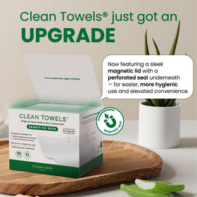 CLEAN SKIN CLUB Serviettes Nettoyantes Peau Sensible XL à côté de produits de beauté