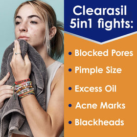Clearasil lingettes nettoyantes 5-en-1 vue arrière