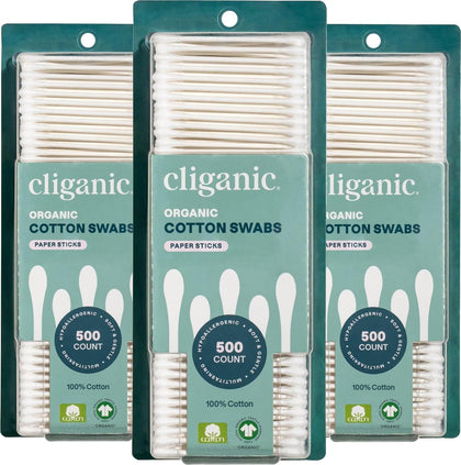 Cliganic cotons-tiges en coton bio, paquet de 1500 unités