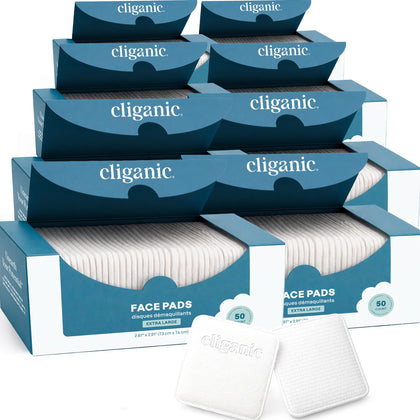 Cliganic Disques à Démaquiller Extra-Larges 400 Compte, vue avant