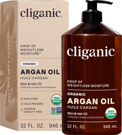 Cliganic Huile d'Argan Bio 32 oz vue de face