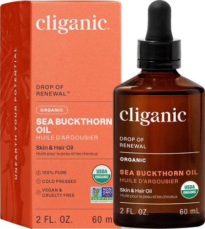 Cliganic huile de baie d'épine vinette 100% pure 82g vue de face