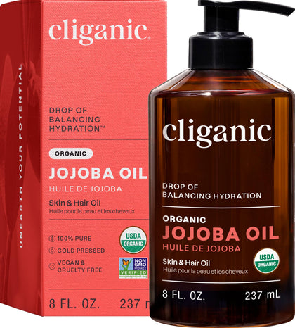 Cliganic huile de jojoba bio 240 ml vue avant