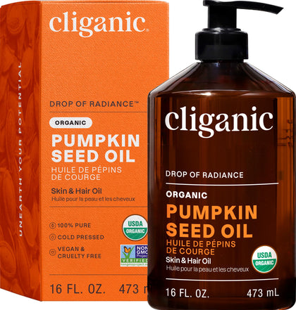 Cliganic huile de pépin de citrouille 100% pure bouteille frontale
