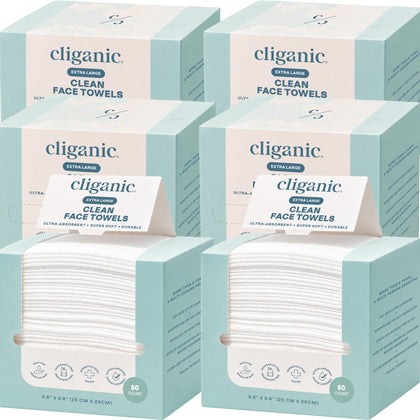 Cliganic Serviettes Nettoyantes Visage XL, boîte de 300 unités