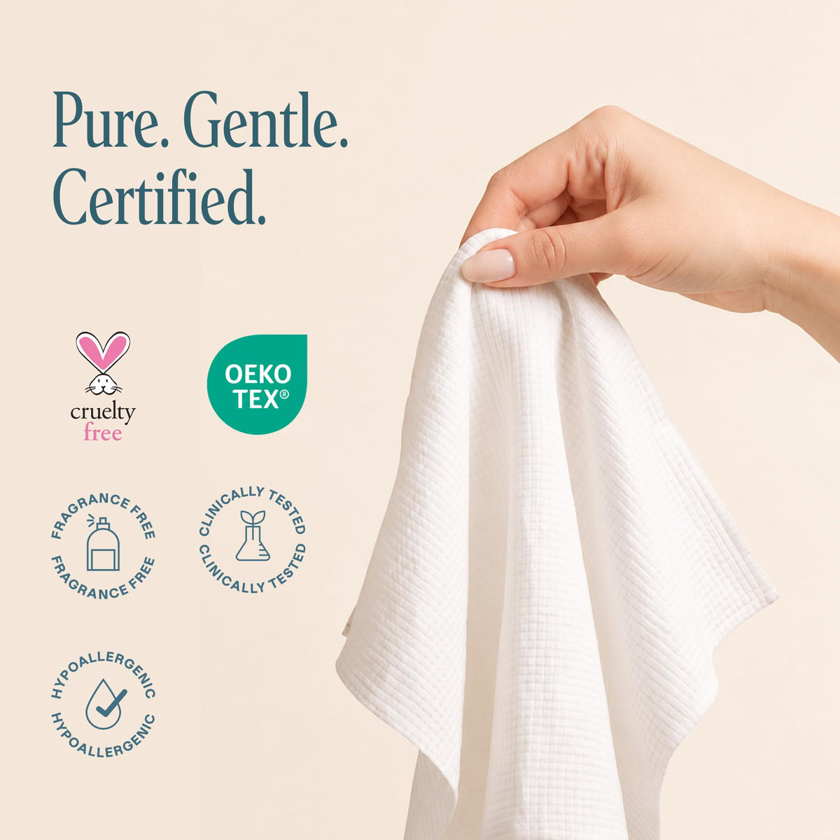 Cliganic Serviettes Nettoyantes Visage XL, emballage recyclable
