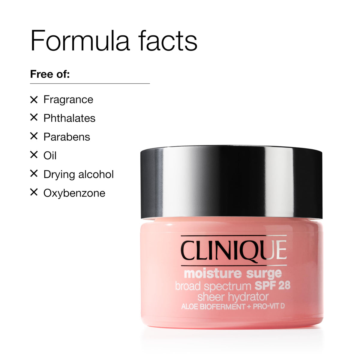 Clinique Moisture Surge Hydratant SPF 28 avec ingrédients