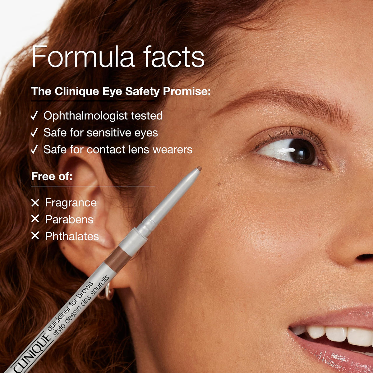 Clinique Quickliner Crayon à Sourcils, détail de la texture sur la peau