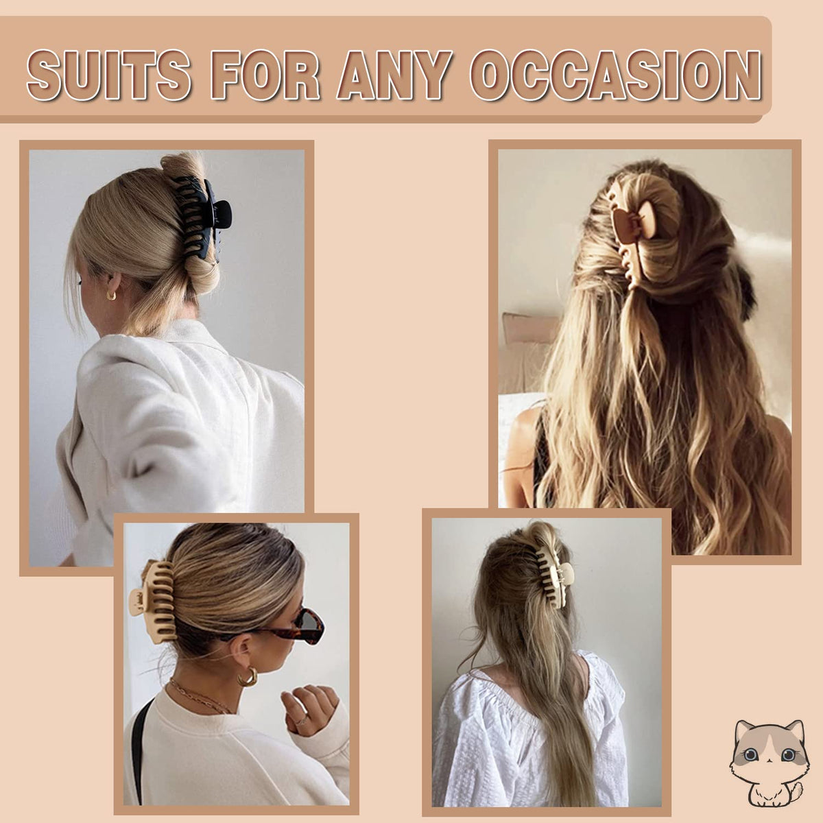 Clip à cheveux beige FDBJulyy, style moderne