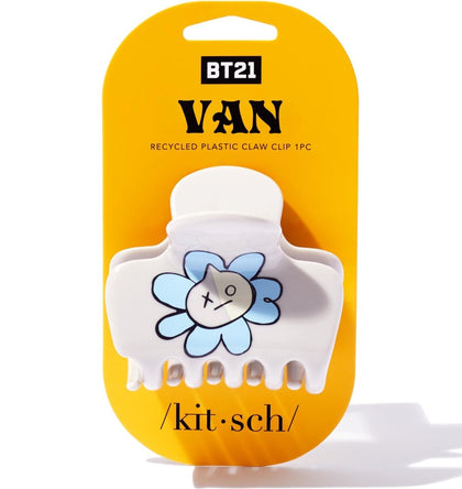 Clip à cheveux Kitsch BT21 VAN vue de face avec imprimé floral