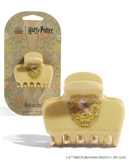 Clip à cheveux Kitsch Hufflepuff vue de face avec blason