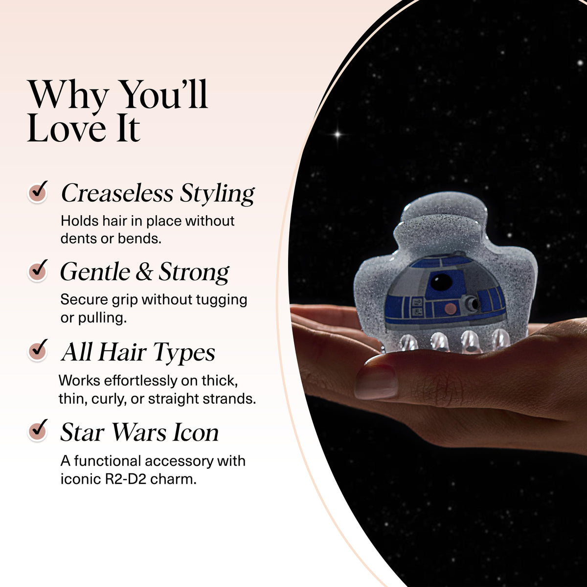 Clip à cheveux Kitsch R2-D2 en situation