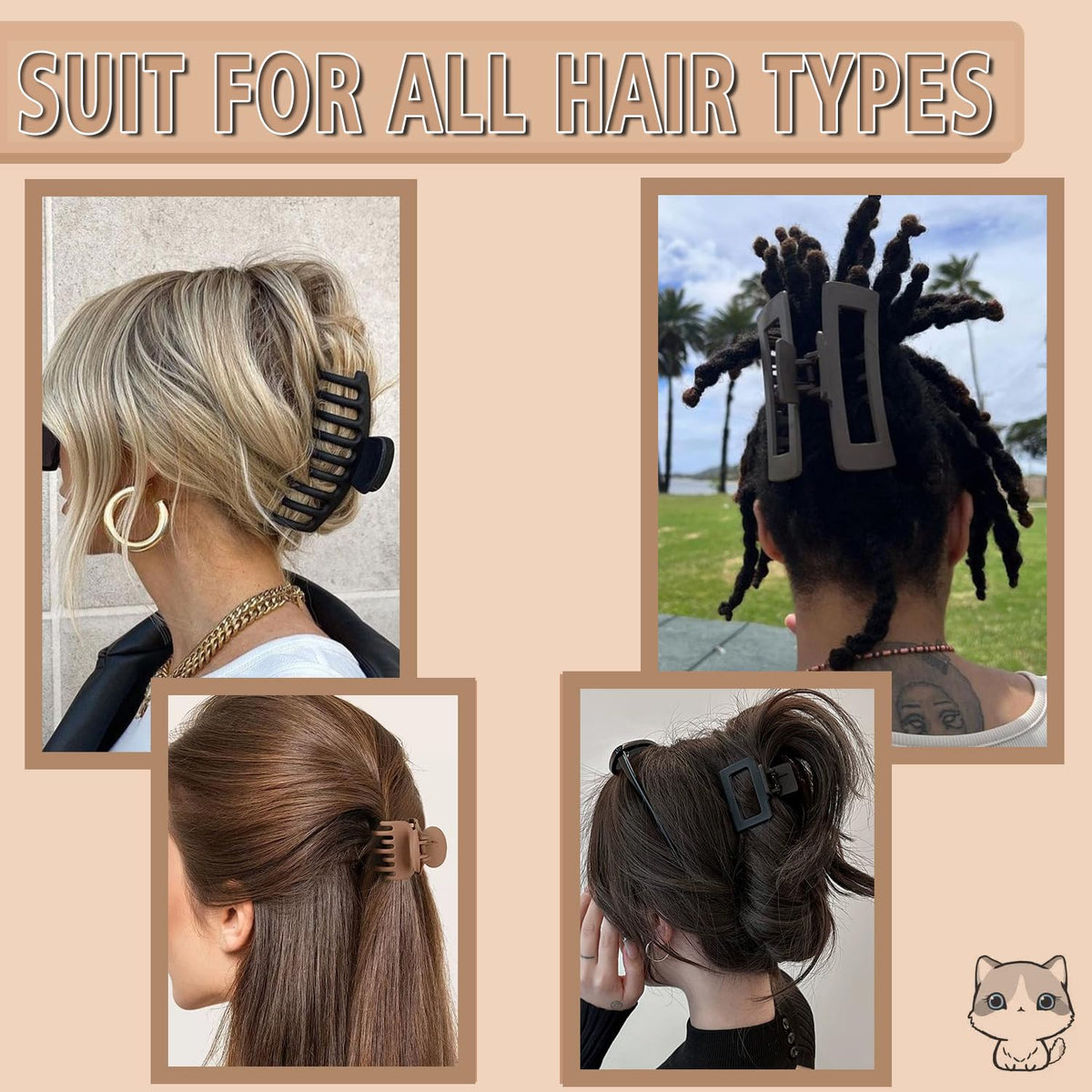 Clip à cheveux marron foncé FDBJulyy, utilisation quotidienne