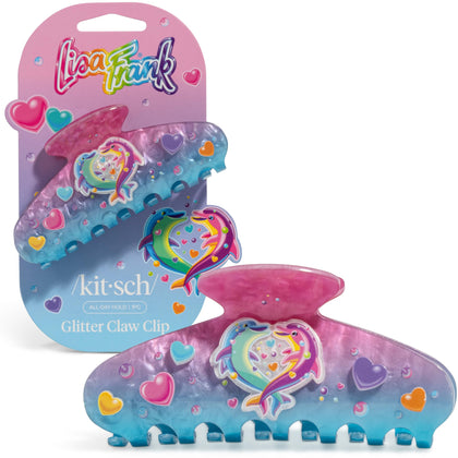 Clip à cheveux pailleté Lisa Frank avec design dauphins dansants, vue avant