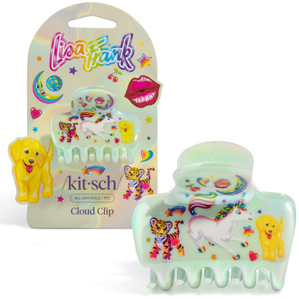 Clip cheveux moyen Lisa Frank x Kitsch Markie vue avant avec design coloré