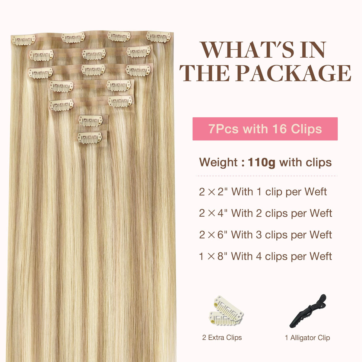 Clip des extensions GOO GOO avec design PU, vue rapprochée