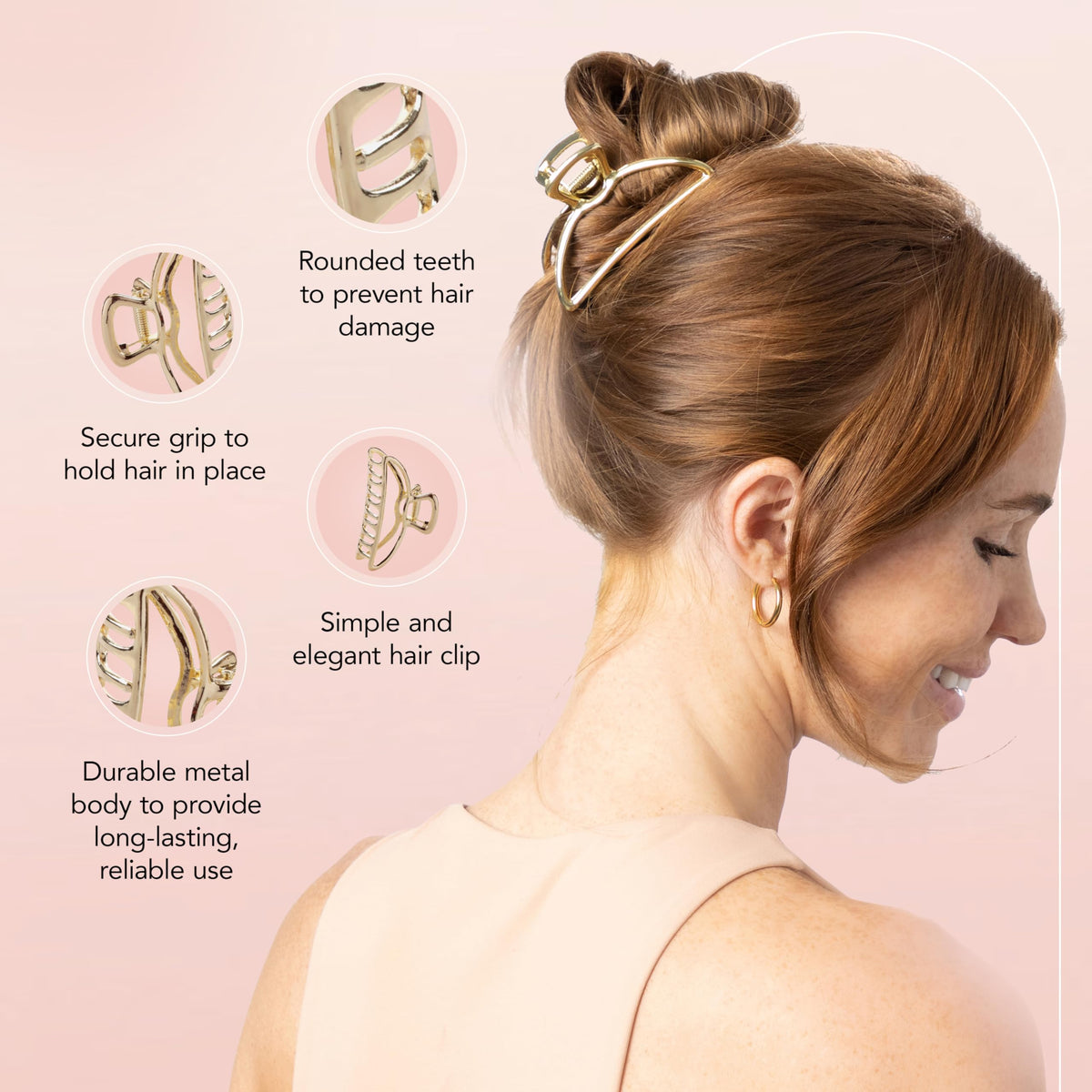Clip Kitsch doré utilisé dans une coiffure élégante