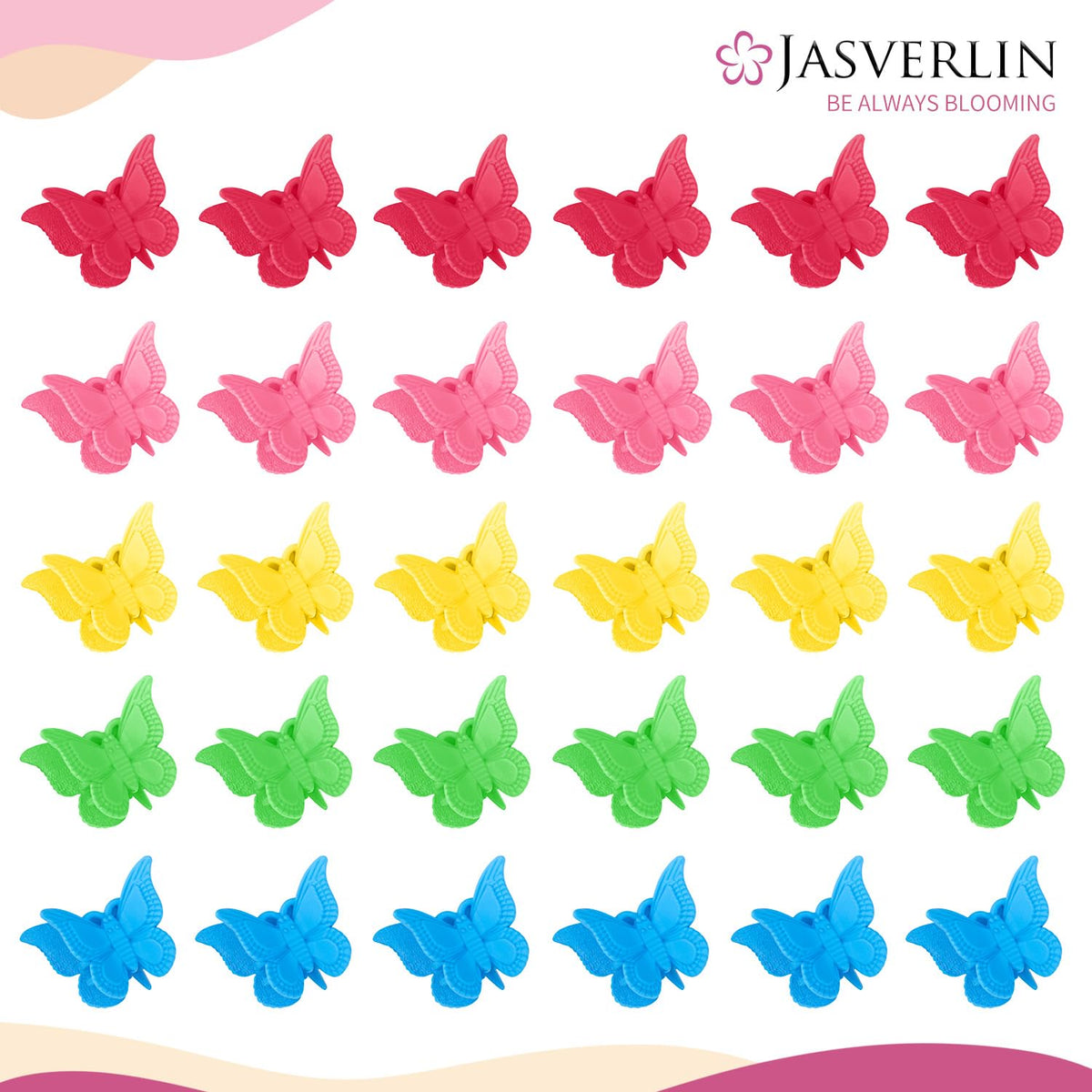 Clip papillon JASVERLIN bleu en vue de côté