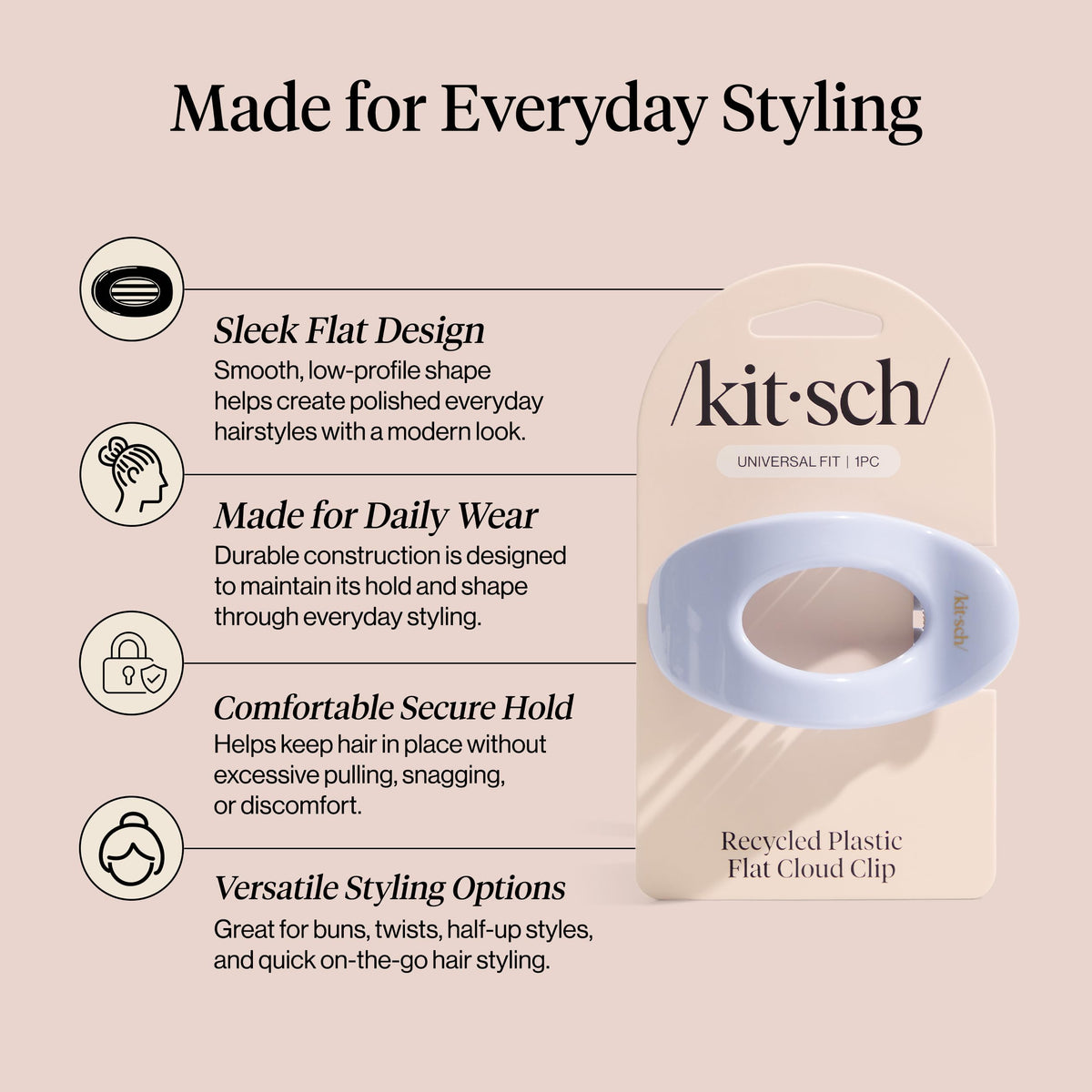 Clip plat Kitsch Hydrangea Breeze avec des cheveux bouclés