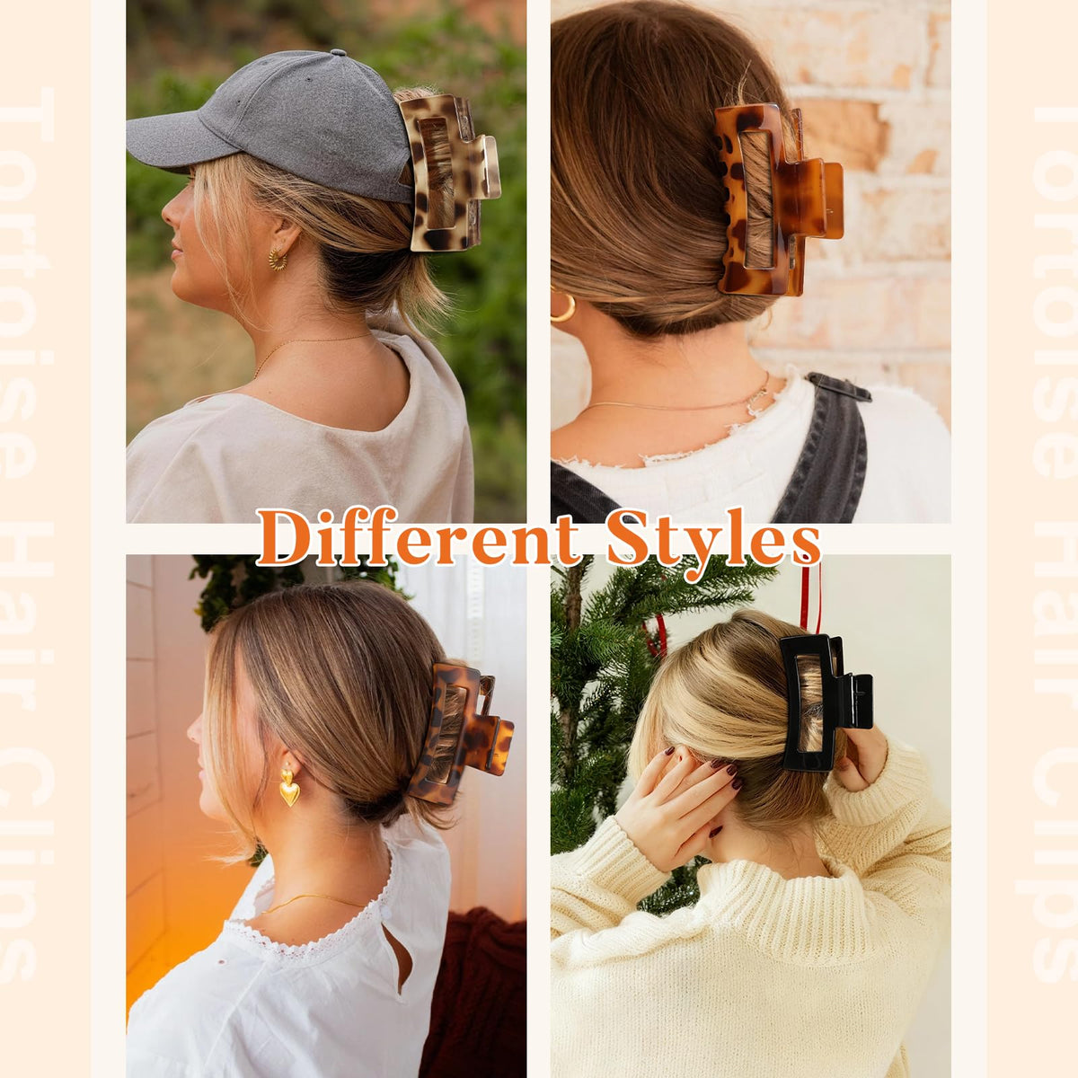 Clips à cheveux Auseibeely XL 5 pouces en noir classique