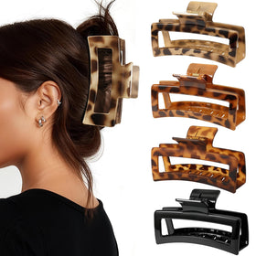 Clips à cheveux Auseibeely XL 5 pouces modèle écailles de tortue vue de face