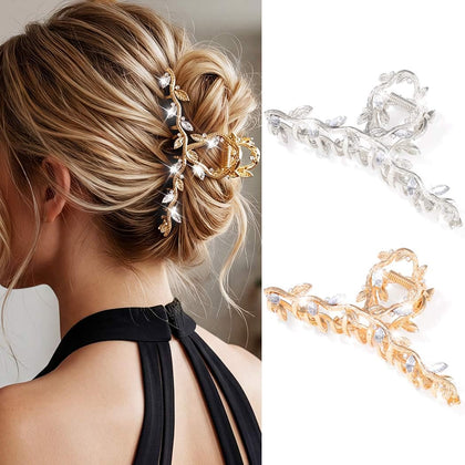 Clips à cheveux CAKURE en or et strass, vue avant