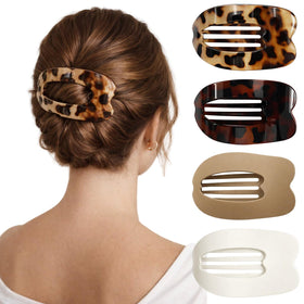 Clips à cheveux canard 4-pack vue de face avec couleurs unies