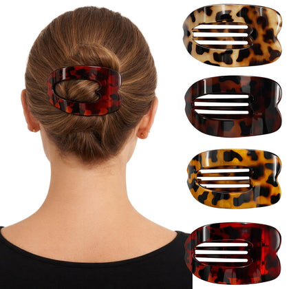 Clips à cheveux canard 4 pièces, couleur léopard, vue de face