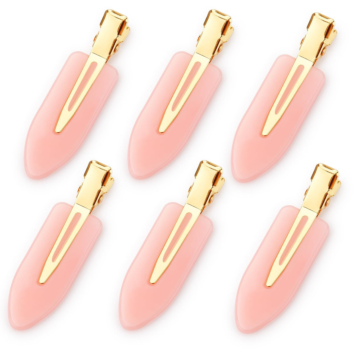 Clips à cheveux D 6 pièces couleur rose vue de face