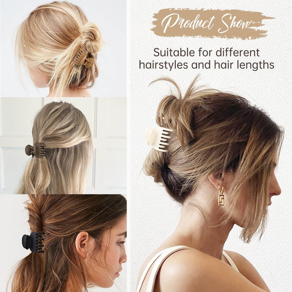 Clips à cheveux DEEKA 1,6" en résine durable sur fond blanc