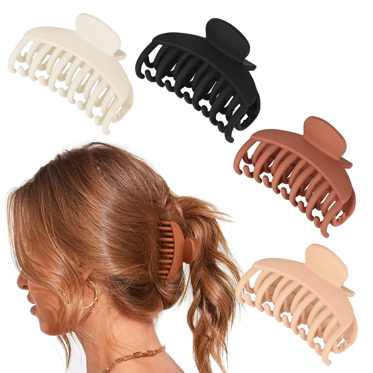 Clips à cheveux DEEKA 4 pièces en couleur mate