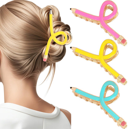 Clips à cheveux en forme de crayon YARIEW en trois couleurs différentes