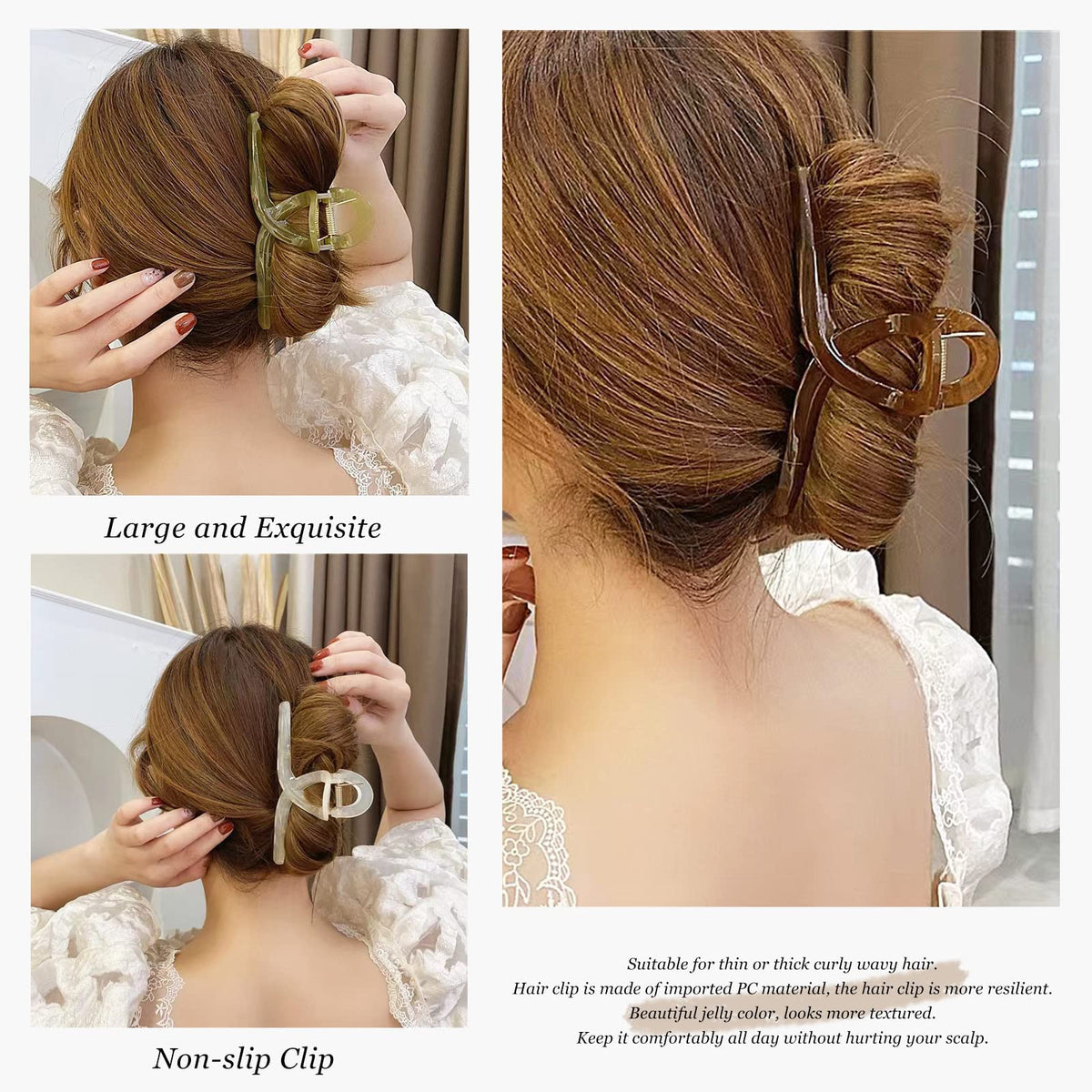 Clips à cheveux FAELBATY couleur marron, avec texture jelly
