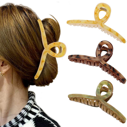 Clips à cheveux FAELBATY en acétate couleur brune vue de face