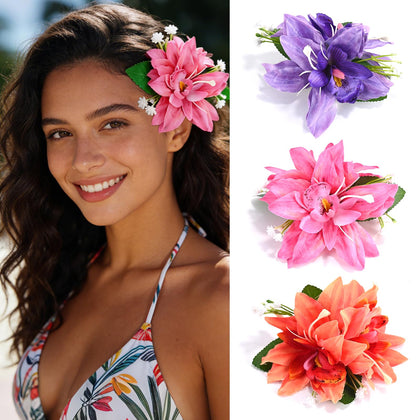 Clips à cheveux fleur SAOROPEB en style bohème hawaïen, colorés