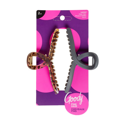 Clips à cheveux Goody Ribbon Claw noir et carapace, vue de face