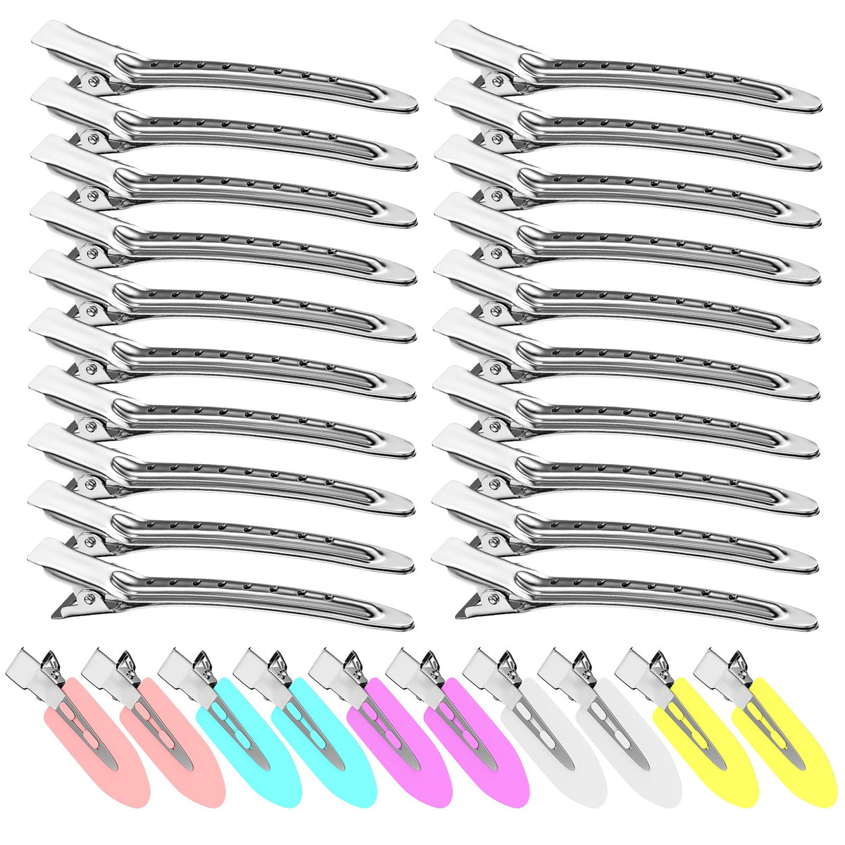 Clips à cheveux métalliques Viywicz 30PCS en argent, vue de face
