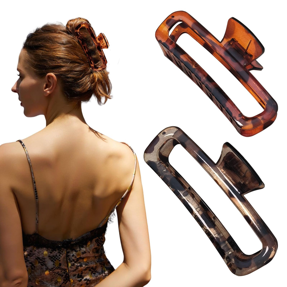 Clips à cheveux Nalodu XL 5 pouces couleur marron brillant