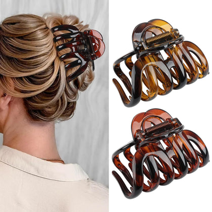 Clips à cheveux octopus FAELBATY marron foncé et rouge foncé