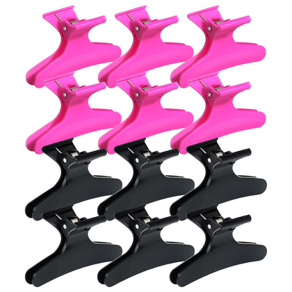 Clips à cheveux Ondder papillon rose foncé pack de 12