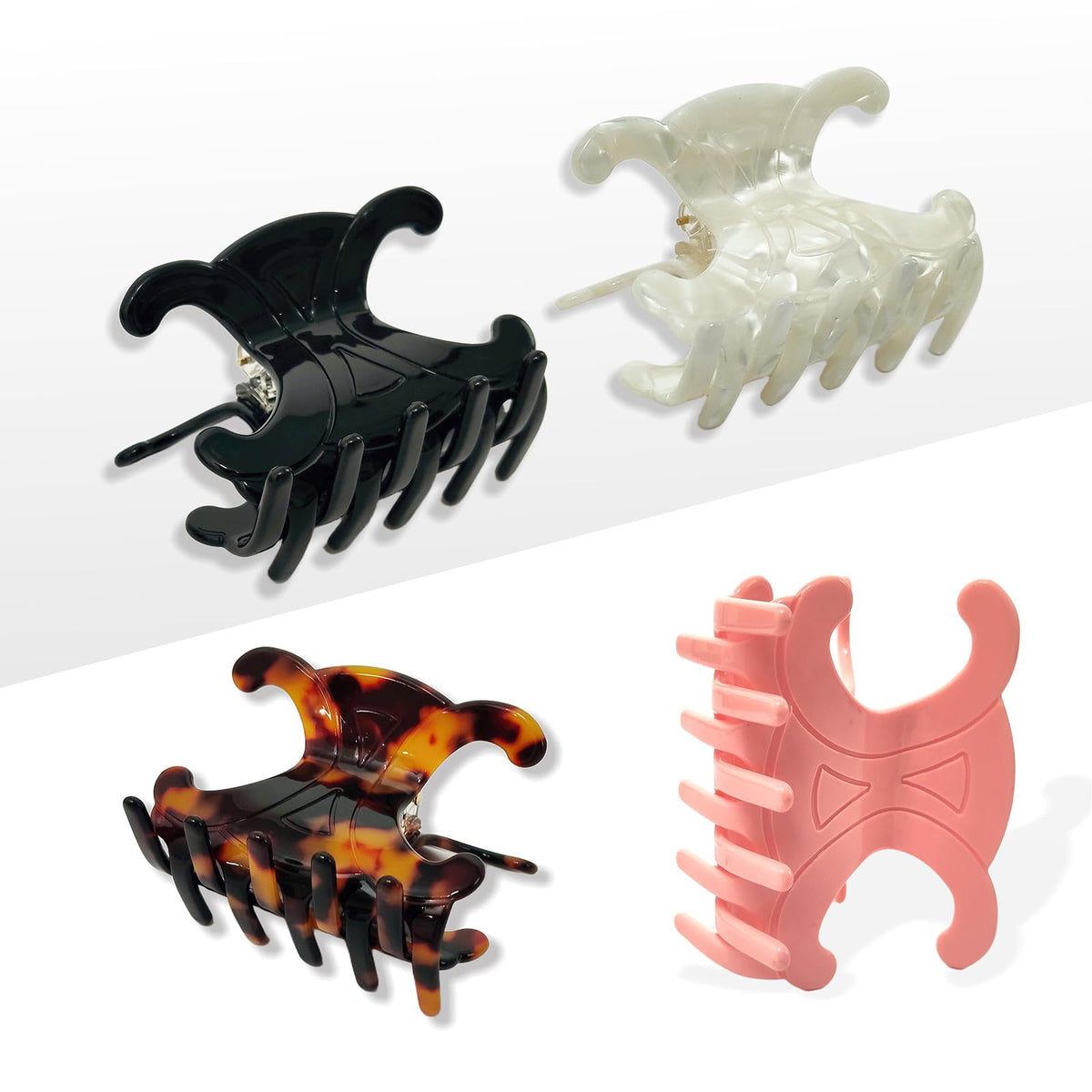 Clips à cheveux ROVLET en acétate noir, vue de face