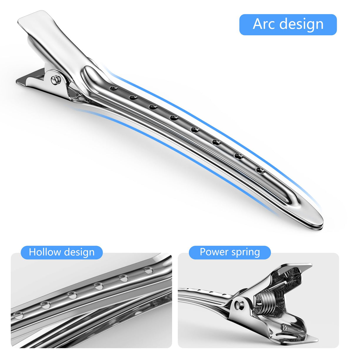 Clips à cheveux Viywicz en argent sur une table de maquillage