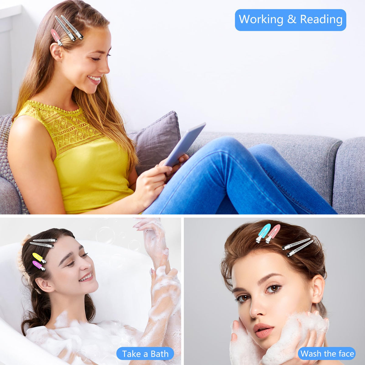 Clips à cheveux Viywicz en argent utilisés dans une coiffure