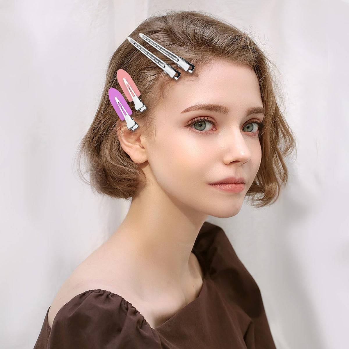 Clips à cheveux Viywicz en argent, vue de côté montrant les détails