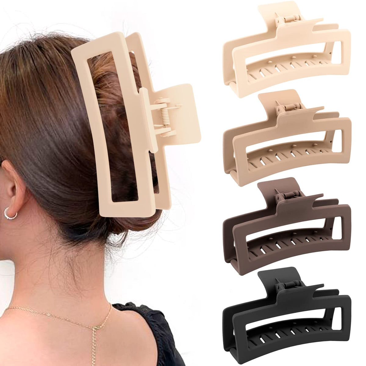 Clips à cheveux ZYTJ XL 5 pouces couleur crème