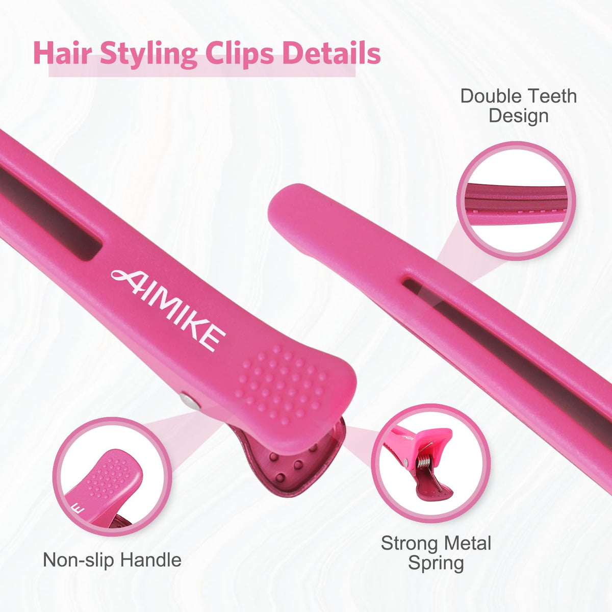 Clips AIMIKE montrant la texture matte en plastique ABS