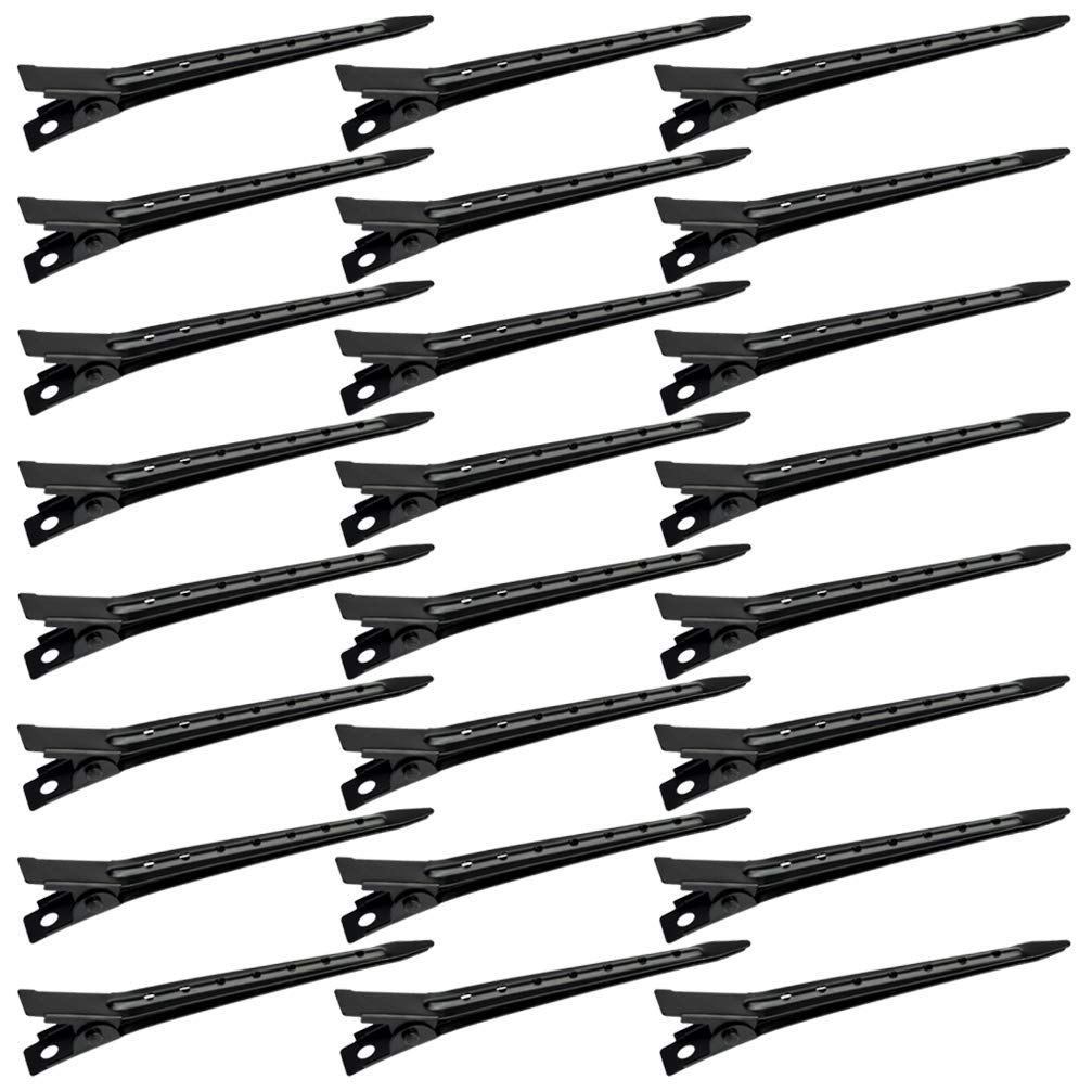 Clips boucle canard Bantoye 24 pièces en métal noir avec surface lisse