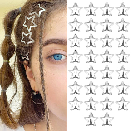 Clips cheveux étoile SAOROPEB argent pack de 30