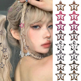 Clips cheveux étoile SAOROPEB rouge et gris, vue de face